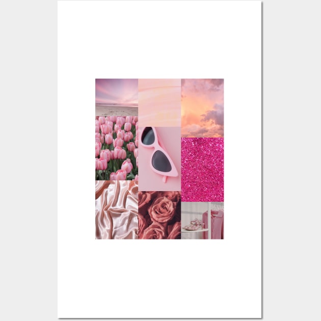 Pink Tulips and Glitter Print Wall Art by madiwestdal